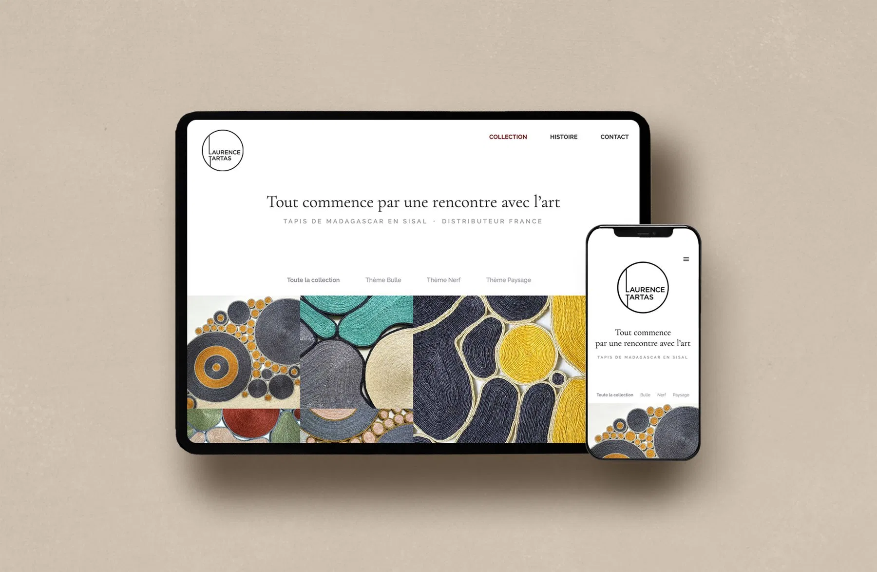 Maquette du site sur tablette et mobile